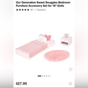 Pink Doll Bedroom Furniture Accessory Set w/ Saucer Chair